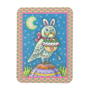 MAGIC OWL & EASTER BASKET, HOLIDAY BIRD MAGNET MAGNEET
