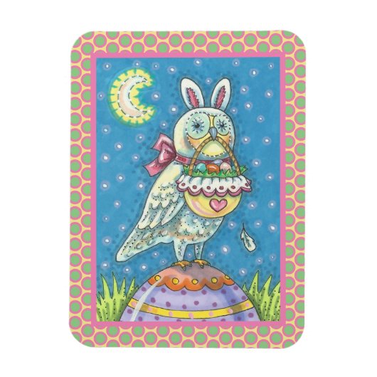 MAGIC OWL & EASTER BASKET, HOLIDAY BIRD MAGNET MAGNEET (Verticaal)