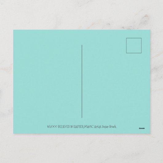 MAGIC OWL & EASTER BASKET, WHIMSICAL FOLK ART BIRD FEESTDAGENKAART (Achterkant)