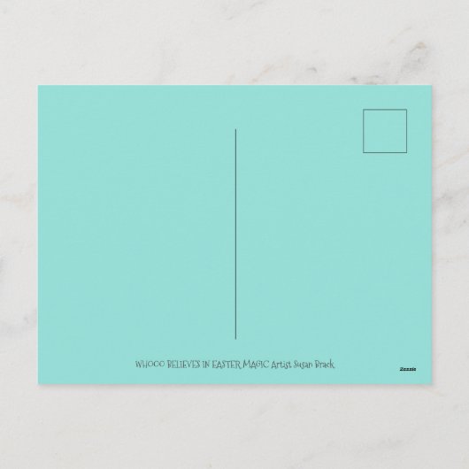 MAGIC OWL & EASTER BASKET, WHIMSICAL FOLK ART BIRD FEESTDAGENKAART (Achterkant)