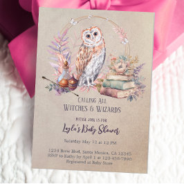 Magic Owl Girl Wizard Baby shower Kaart