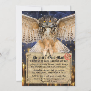 Magic Owl Mail Letter voor een Wizard Baby shower Kaart