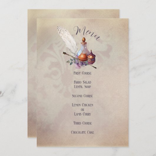 Magic Owl Party Flat Menu Kaart (Voorkant / Achterkant)