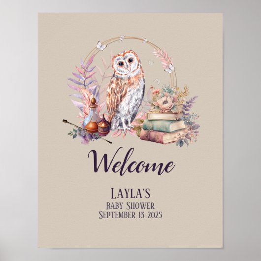 Magic Owl Welkom Baby shower Poster (Voorkant)