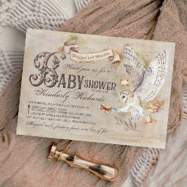 Magic Owl Wizard Witch Fairy Tale Baby shower Kaart