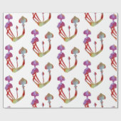 Magic paddenstoelen roze Waterverf Cadeaupapier (Vlak)