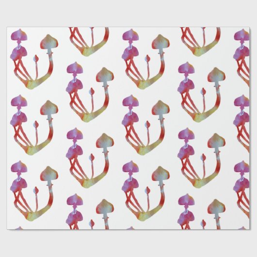 Magic paddenstoelen roze Waterverf Cadeaupapier (Vlak)