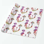 Magic paddenstoelen roze Waterverf Cadeaupapier (Uitgerold)