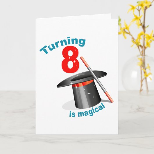 Magic Party 8th Birthday Kaart (Gele Bloem)