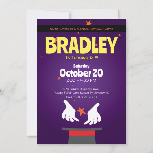 Magic Party Magic Show Uitnodiging (Voorkant)