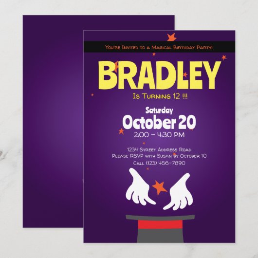 Magic Party Magic Show Uitnodiging (Voorkant / Achterkant)