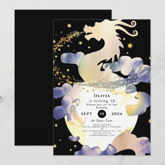 Magic Pastel Dragon Verjaardag Kaart (Voorkant / Achterkant)