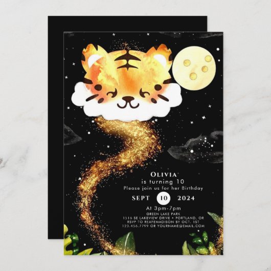 Magic Pastel Tijger Verjaardag Kaart (Voorkant / Achterkant)