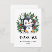 Magic  Penguin Baby shower Bedankkaart (Voorkant / Achterkant)