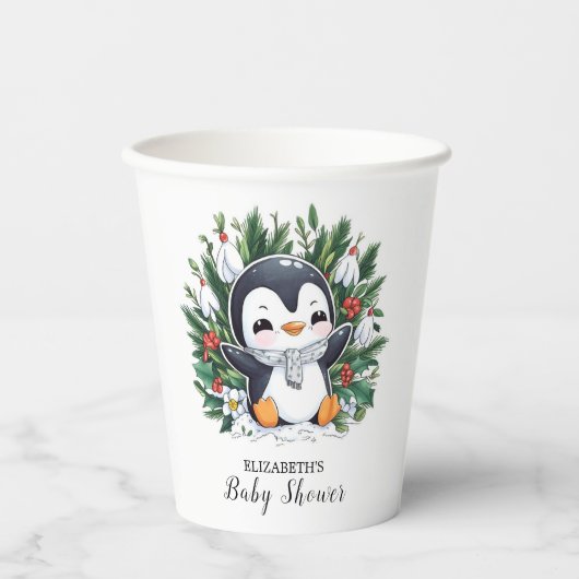 Magic Penguin Baby shower Papieren Bekers (Voorkant)