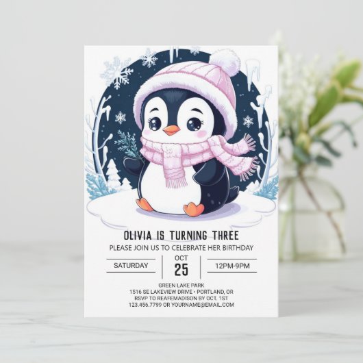 Magic  Penguin Digitale Verjaardag Kaart (Staand voorkant)