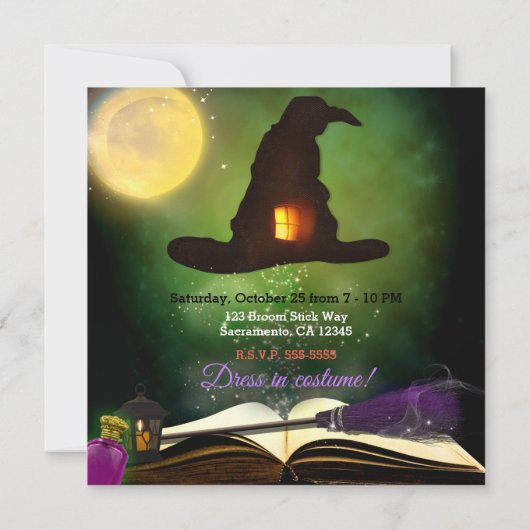 Magic Pet & Magical Spell Book Whimsical Fun Party Kaart (Achterkant)