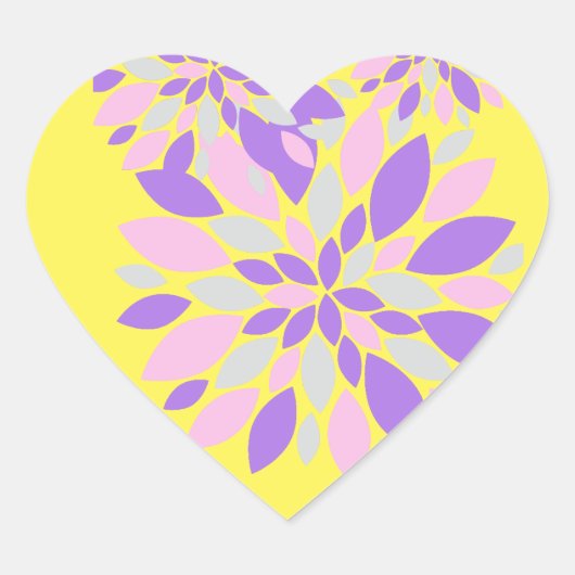 Magic Petals Purple Flowers Hart Sticker (Voorkant)
