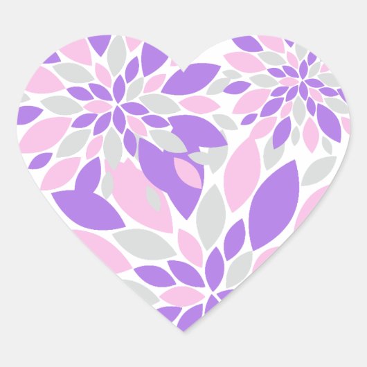 Magic Petals Purple Flowers Hart Sticker (Voorkant)