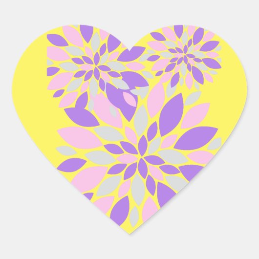 Magic Petals Purple Flowers Hart Sticker (Voorkant)