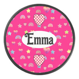 Magic pink candy world hockey puck