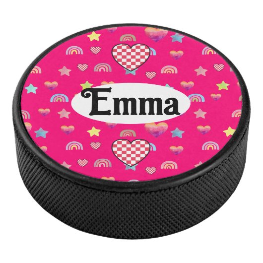 Magic pink candy world hockey puck (3/4)