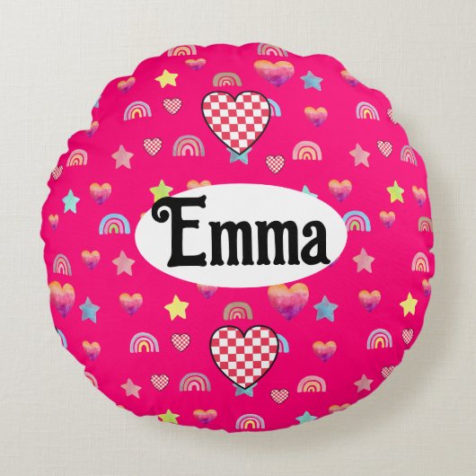 Magic pink candy world rond kussen (Voorkant)
