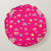 Magic pink candy world rond kussen (Achterkant)