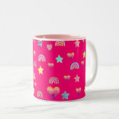 Magic pink candy world tweekleurige koffiemok (Voorkant rechts)