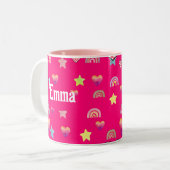 Magic pink candy world tweekleurige koffiemok (Voorkant links)