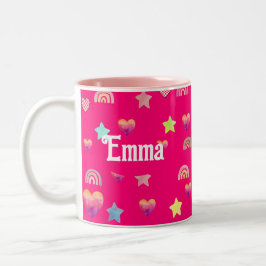Magic pink candy world tweekleurige koffiemok