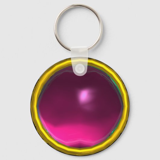 MAGIC PINK FUCHSIA AMETHYST GEM STONE SLEUTELHANGER (Voorkant)