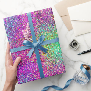 Magic Pink Turquoise Sparking Glittery Gradient Cadeaupapier