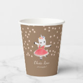 Magic Pink Unicorn Ballerina Girl Birthday Papieren Bekers (Achterkant)