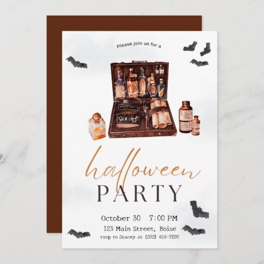 Magic Potion Herfst Halloween Party Kaart (Voorkant / Achterkant)