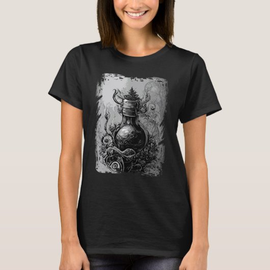 Magic Potion Occult Horror Illustration Gothic Wit T-shirt (Voorkant)