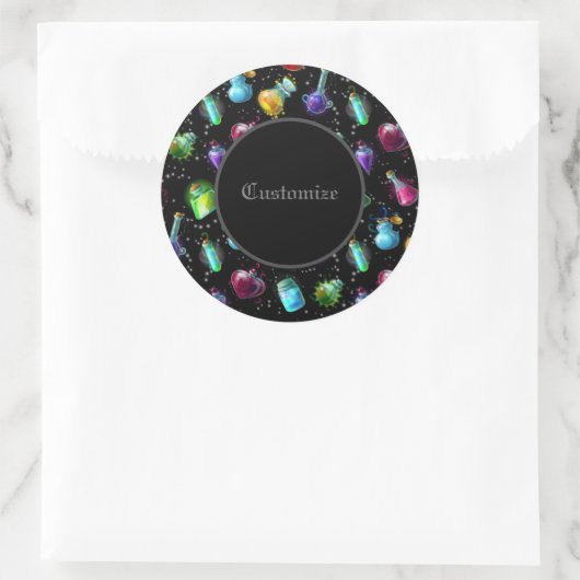 Magic Potions Pattern Ronde Sticker (Tas)