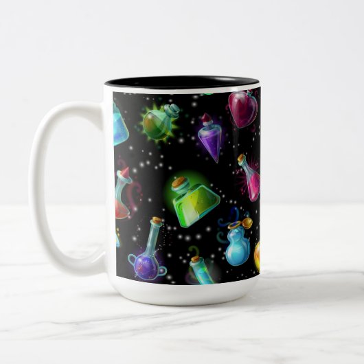 Magic Potions Pattern Tweekleurige Koffiemok (Links)