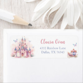 Magic Princess Castle Verjaardag Adres Label