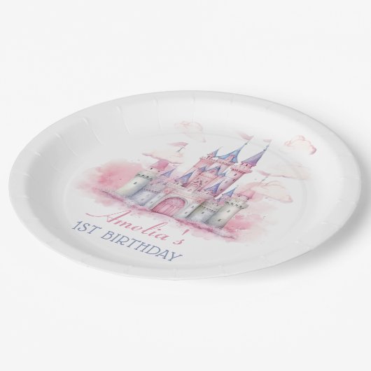 Magic Princess Castle Verjaardagspapier Bord (Gekanteld)