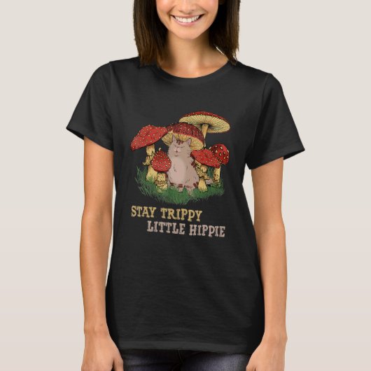 Magic Psilocybin Mushrooms Cat Stay Trippy Little T-shirt (Voorkant)