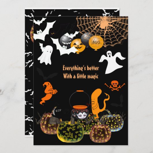 Magic Pumpkins Glow Halloween Ghosts Spooky Soiree Feestdagenkaart (Voorkant / Achterkant)