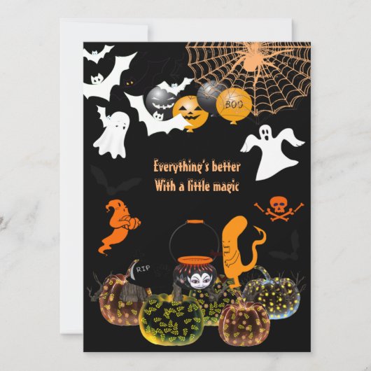 Magic Pumpkins Glow Halloween Ghosts Spooky Soiree Feestdagenkaart (Voorkant)