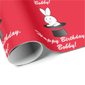 Magic Rabbit Pet Happy Birthday Name Cadeaupapier (Rol Hoek)