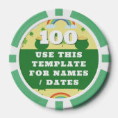 Magic Rainbow Lucky Shamrock Pot of Gold Verjaarda Poker Chips (Voorkant)