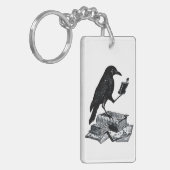 Magic Raven met Academische Boeken Sleutelhanger (Voorkant Links)