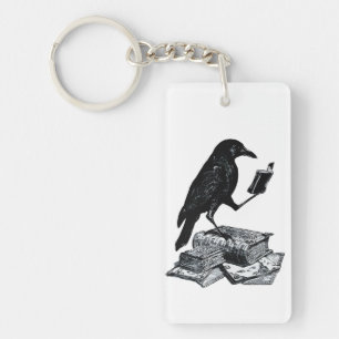 Magic Raven met Academische Boeken Sleutelhanger