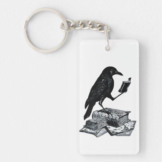 Magic Raven met Academische Boeken Sleutelhanger (Voorkant)