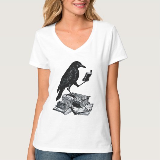Magic Raven met Academische Boeken T-shirt (Voorkant)