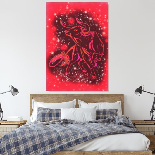 Magic Red Bull Running Canvas Print - Schilderen (Insitu (Slaapkamer))